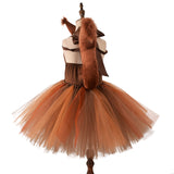 Squirrel Tutu Dress Kids Halloween Costume Ears Headband Tail Set