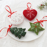 Handmade Embroidered Wool Felt Snowflake Heart Christmas Pendant Xmas Tree Hanging Ornaments