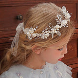 Girls Pearl Flower Wreath Floral Garland Head Hoop