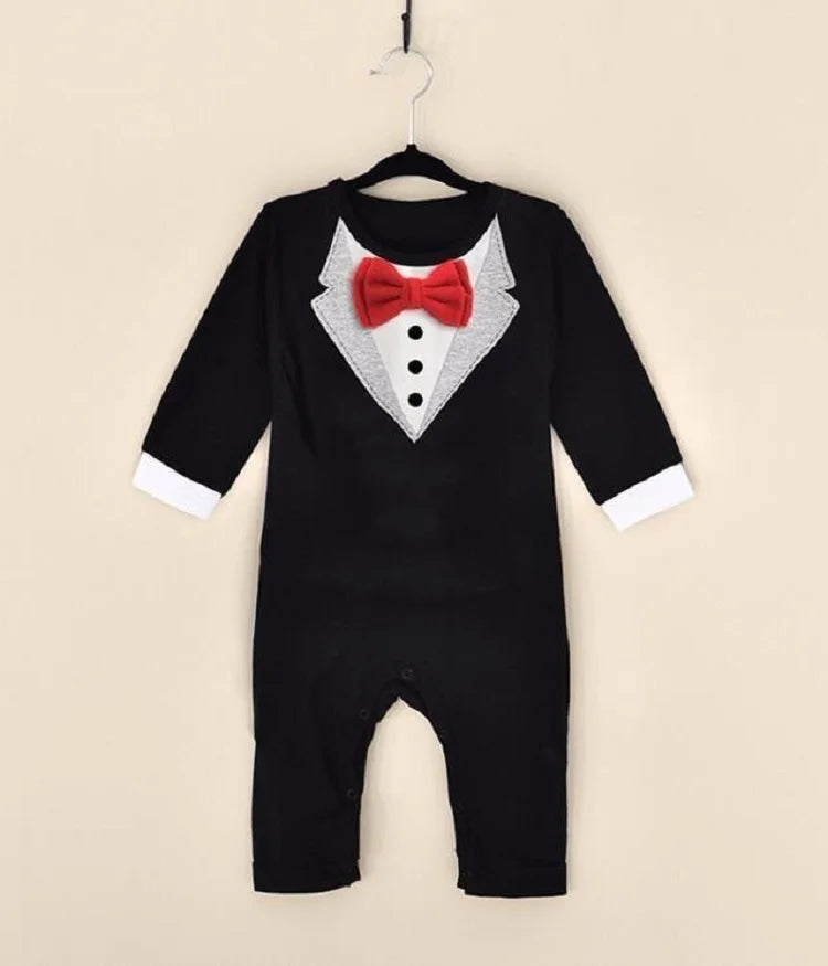 Baby Boy Gentleman Tuxedo Romper Cotton Clothes Newborn One-Piece Outfit Party Suit