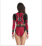 Superheroes Printed Long Sleeve Swimwear One-piece Surfing Swimsuit