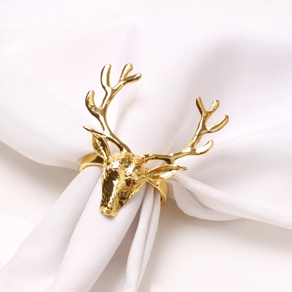 4Pcs Deer Napkin Rings Christmas Elk Head Alloy Xmas Reindeer Dining Table Decor