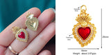 Red and Gold Sacred Heart Charms 18K Gold Plated for Jewellery Making