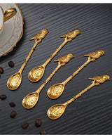 Golden Dragonfly Flower Bird Starfish 11CM Mini Spoon Teaspoon
