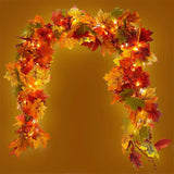 200CM Autumn Artificial Maple Leaf Garland Wreath Vine Home Decor Garden Halloween Windows Decoration