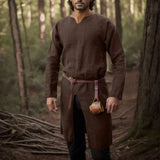 Medieval Renaissance Linen Tunic Long Shirt Knight Vikings Pirate Cosplay Costumes