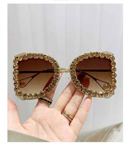 Vintage Diamond Oversized Sunglasses
