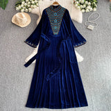 Royal Peacock Velvet Dress