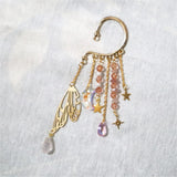 Natural Quartz Crystal Charm Ear Cuffs Sun Moon Single Ear Clip