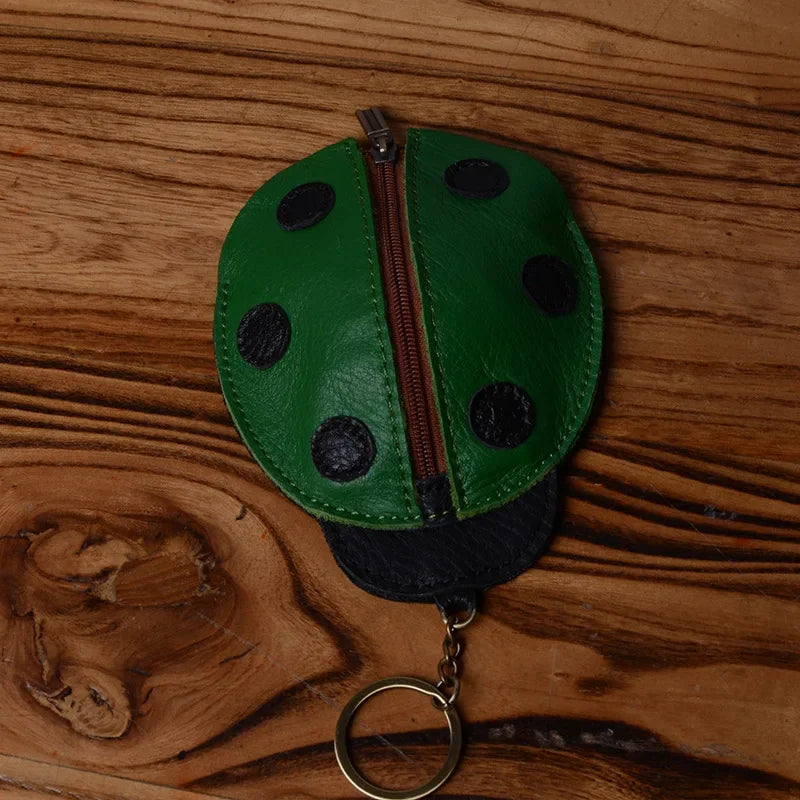 Ladybug Key Holder Coin Purse Genuine Leather