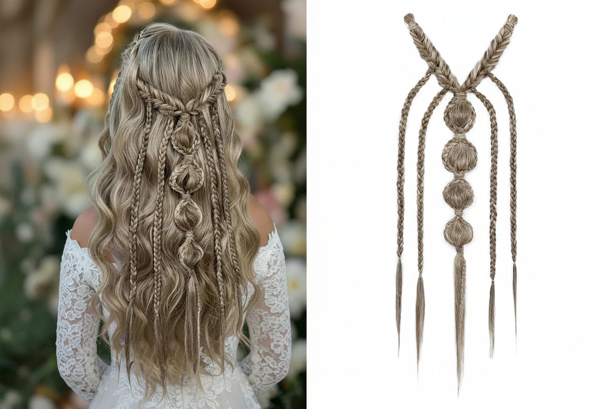 Medieval Maiden Hair Braids Clip in Hair Extensions 24 Inches Synthetic Wig Hairpieces