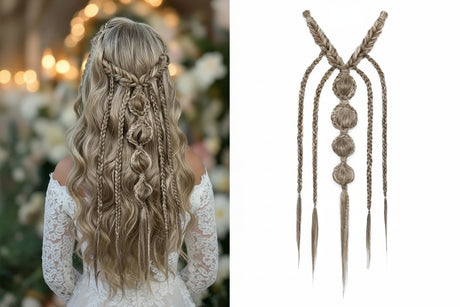 Medieval Maiden Hair Braids Clip in Hair Extensions 24 Inches Synthetic Wig Hairpieces