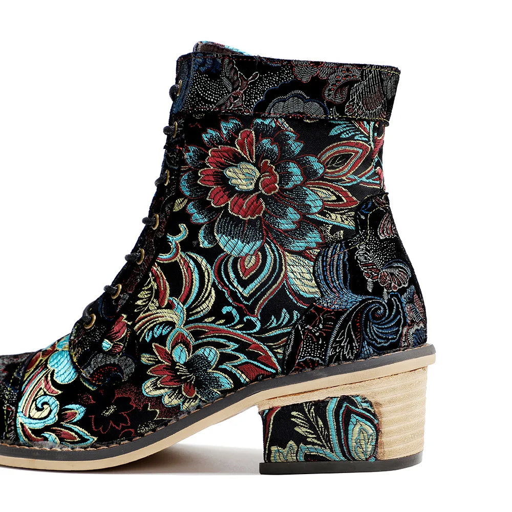 Mai's Embroidered Casual Short Boots Shoes