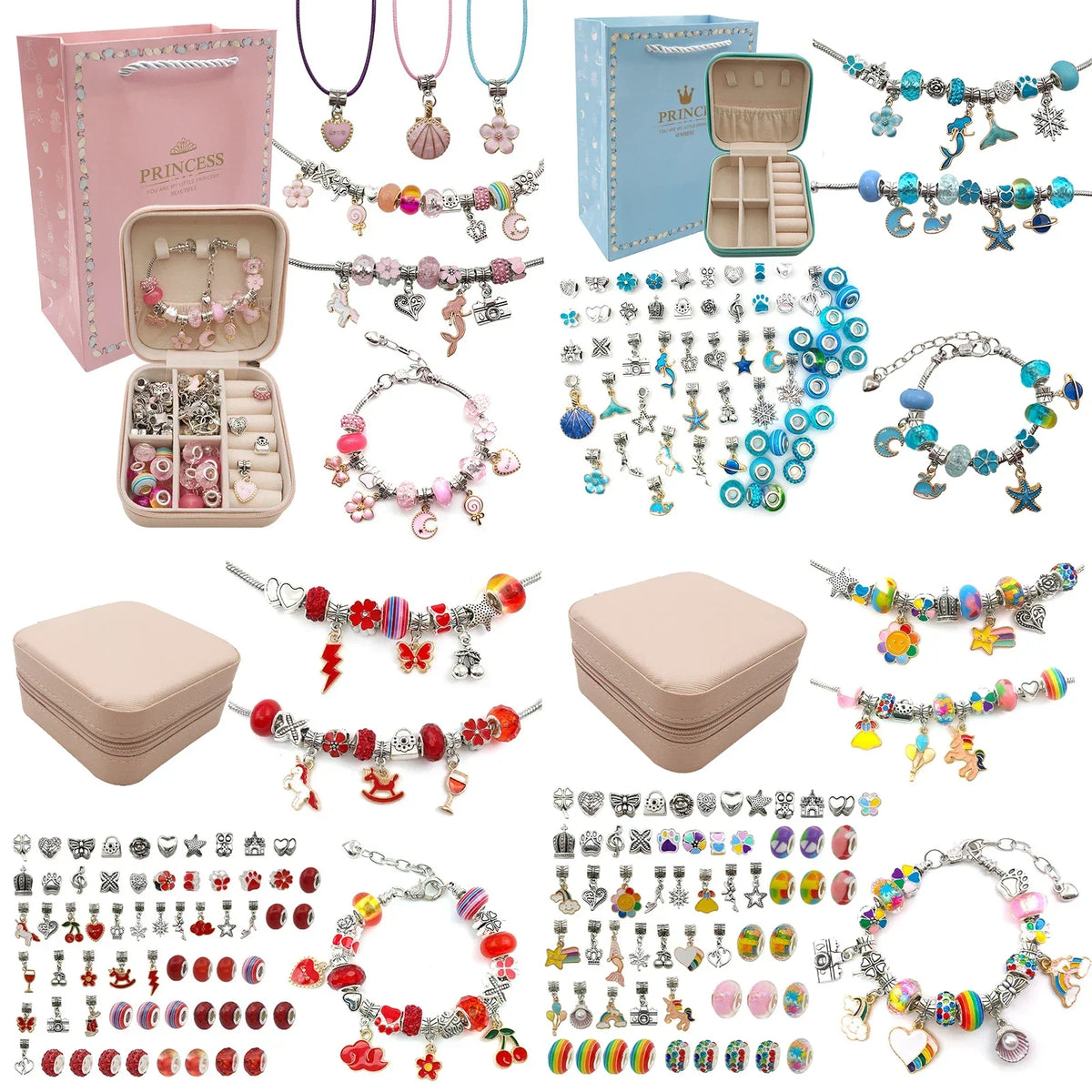 Charm Bracelet Making Kit Girls Gift Box 66 Pcs of DIY Jewellery Making Kit