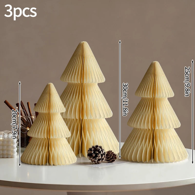Christmas Paper Honeycomb Decorations Ball Folding Christmas Tree Table 3D Ornaments