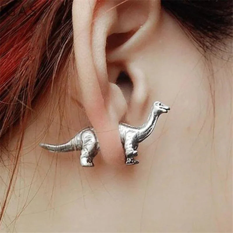 Brontosaurus Dinosaur Stud Earrings Stainless Steel