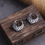 Viking V Stainless Steel Huggie Hoop Earrings for Men with Wooden Box