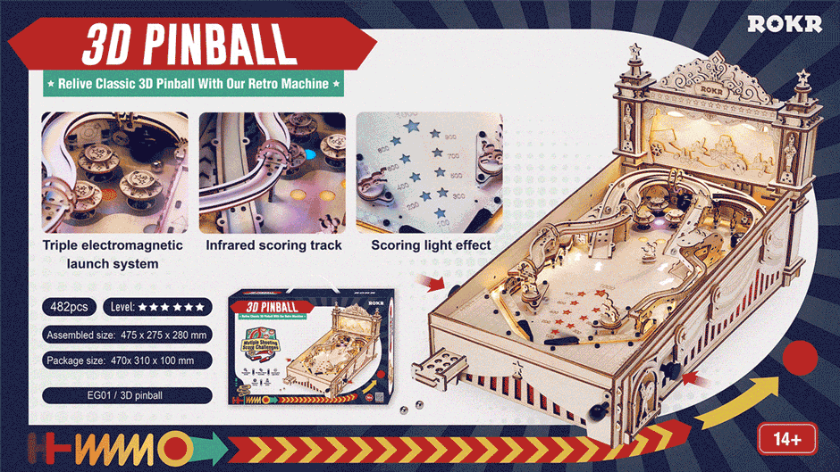 Pinball Machine DIY Wooden Model Kit