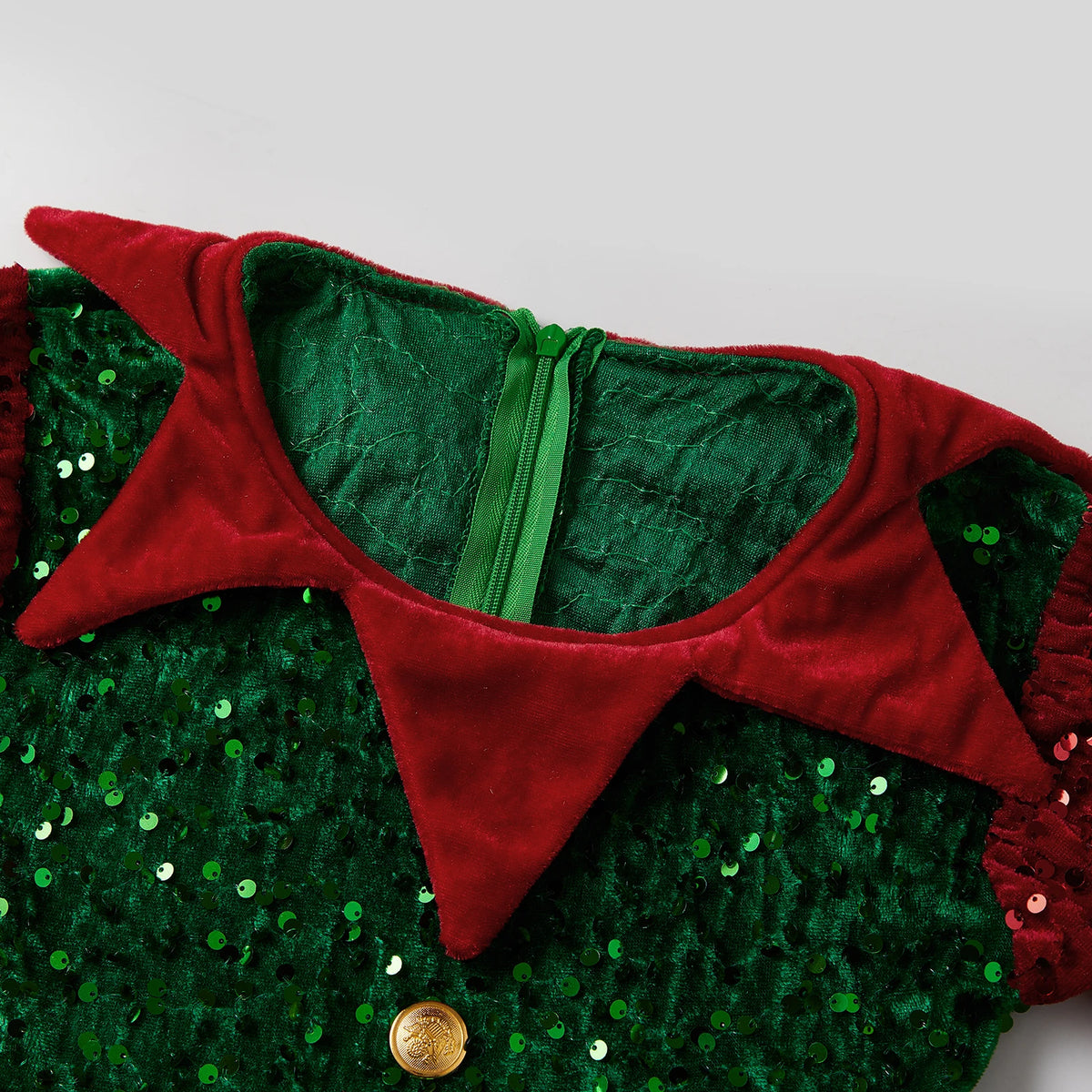 4 Pcs Kids Christmas Costumes Girls Santa's Elf Costume Sequinned Elf Dress Shoes Stockings and Hat