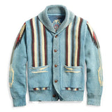 Native American Inspired Mens Autumn Warm Winter Knitted Cardigan Sweater Jacket