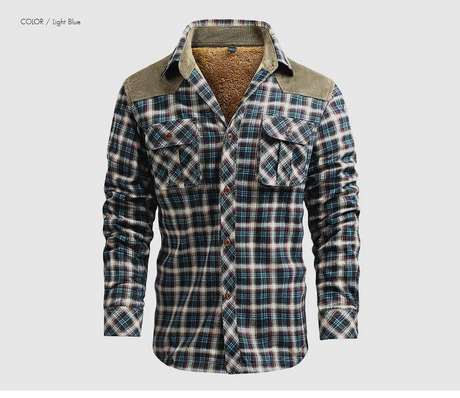Woodsman Cotton Plaid Jacket Warm Winter Corduroy Patchwork Shirts Fleece Lined