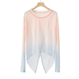 Gradient Gauze Top Dance Practice Top Thumb Finger Hole Long Sleeve Dancewear