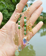 Natural Quartz Crystal Charm Ear Cuffs Sun Moon Single Ear Clip