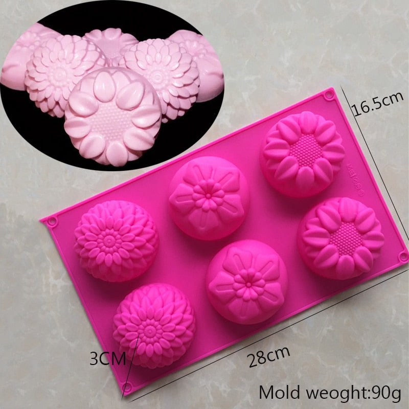 Flower Shaped Silicone Soap Mould DIY Handmade Cake Chocolate Candle Moulds
