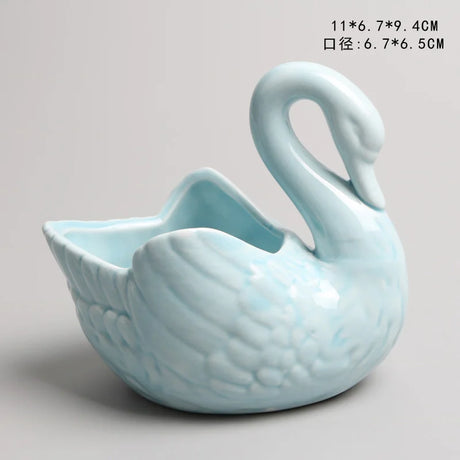 Swan Ceramic Flower Pots Home Decoration Storage Ornaments