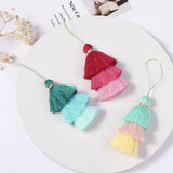 1/2pcs Cotton Tassels for Crafts Tri-Layered Tassels with Hanging Loop for Crafts Jewelry Making Bookmark Clothing  Accessories