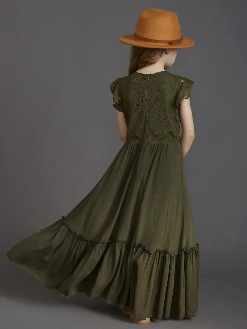 Flower Girls Lace Maxi Photo Shoot Dress