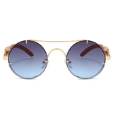 Round Retro Cape Sunglasses Double Bridge