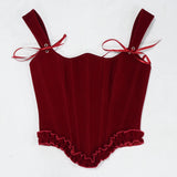 Delphine's Velvet Corset Over Bust Lace Up Boned Bodice 4 Colours