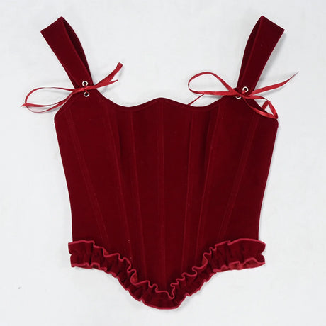 Delphine's Velvet Corset Over Bust Lace Up Boned Bodice 4 Colours