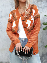 Halloween Ghosts Pumpkin Spice Cardigan