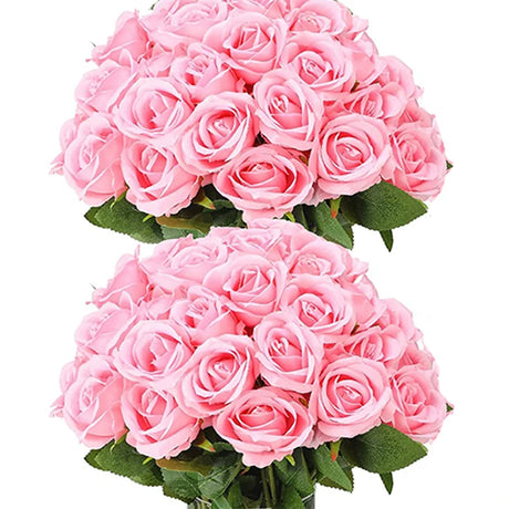 50 Pcs Velvet Roses Artificial Flowers Real Touch Fake Roses Valentine's DIY Wedding Bouquet Home Decor