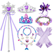 Mermaid Accessories Gloves Wand Crown Jewellery Set Wig Necklace Braid Cosplay Halloween Birthday Party