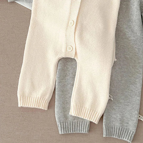 Baby and Toddler Knitted Romper Bear Bunny Ear Hooded Jumpsuits for Boys Girls