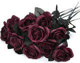 Black Dahlia Halloween Decoration Burgundy Artificial Flower Branch Arrangement Table Home Party Decor