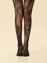 Snake Print Fish Net Stockings