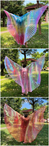 Transparent Iridescent Stage Performance Egyptian 300 Degree Wings Belly Dance Isis Wings