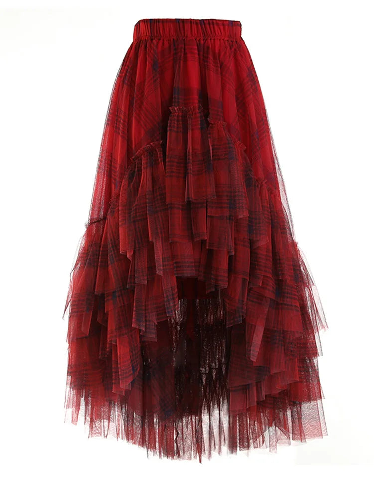 Curious Plaid Ruffle Skirt