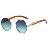 Round Retro Cape Sunglasses Double Bridge