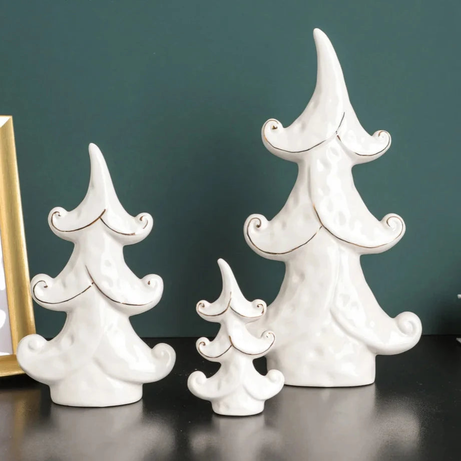 Nordic Style Ceramic Tree Figurines Christmas Decorations