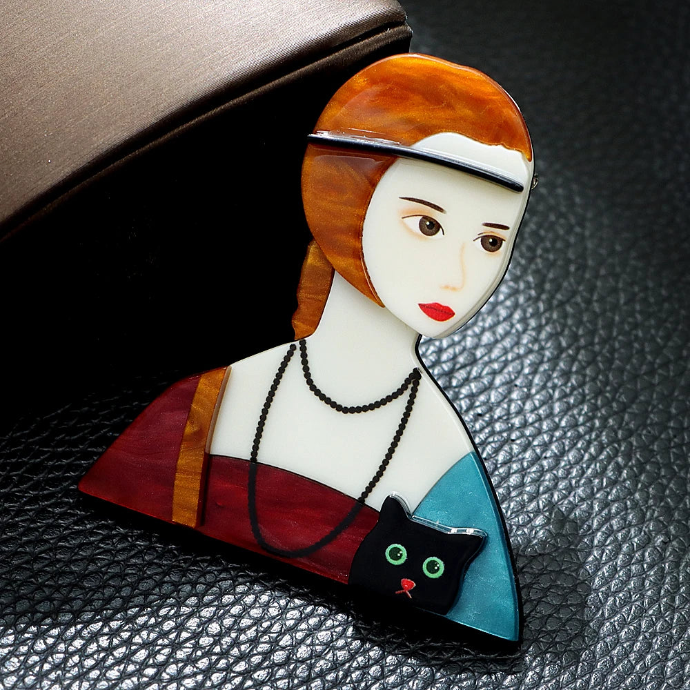 Lady with an Ermine Acrylic Brooch