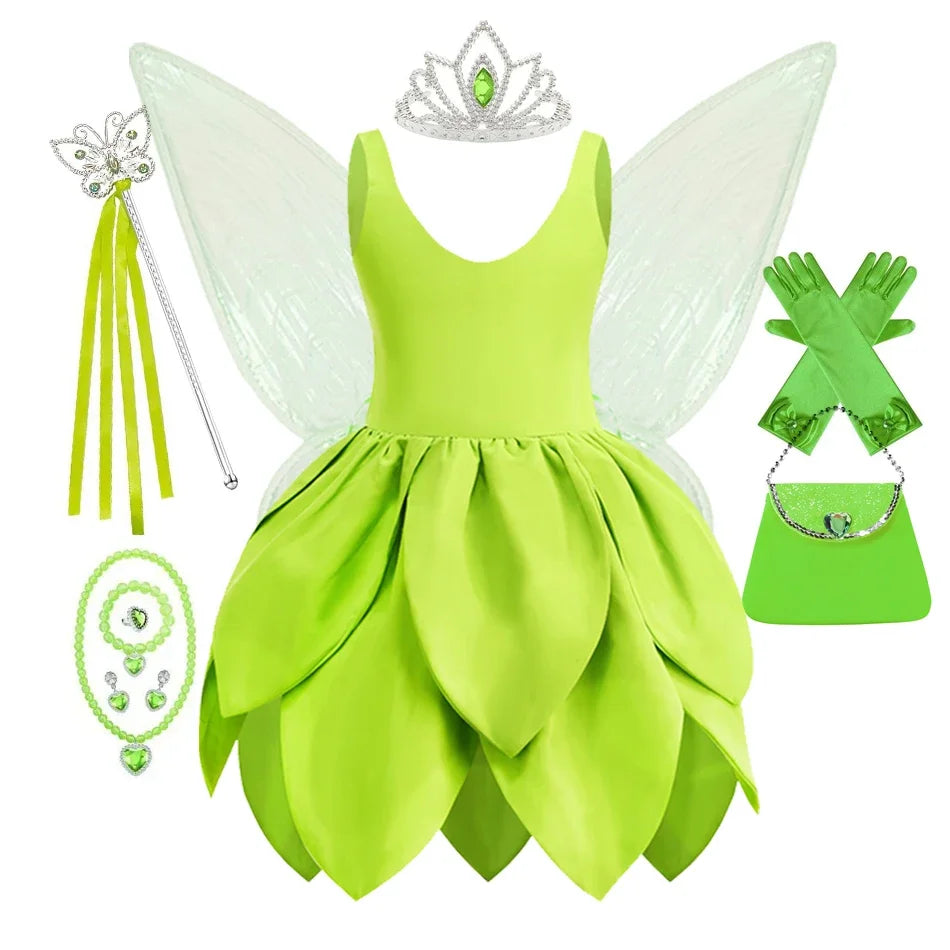 Tinkerbell Dress Girls Costumes Green Fairy