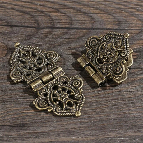 Three Vintage Flower Metal Hinges Furniture Hardware