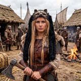 Unisex Viking Faux Fur Headdresses and Wolf Head Masks