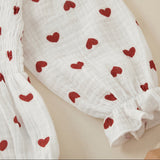 Valentines Day Easter St Patricks Christmas Baby Girls Heart Print Romper with Headband