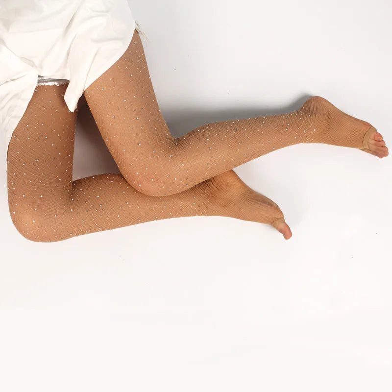 Professional Latin Dance Diamond Tights Open Toe Fishnet Pantyhose